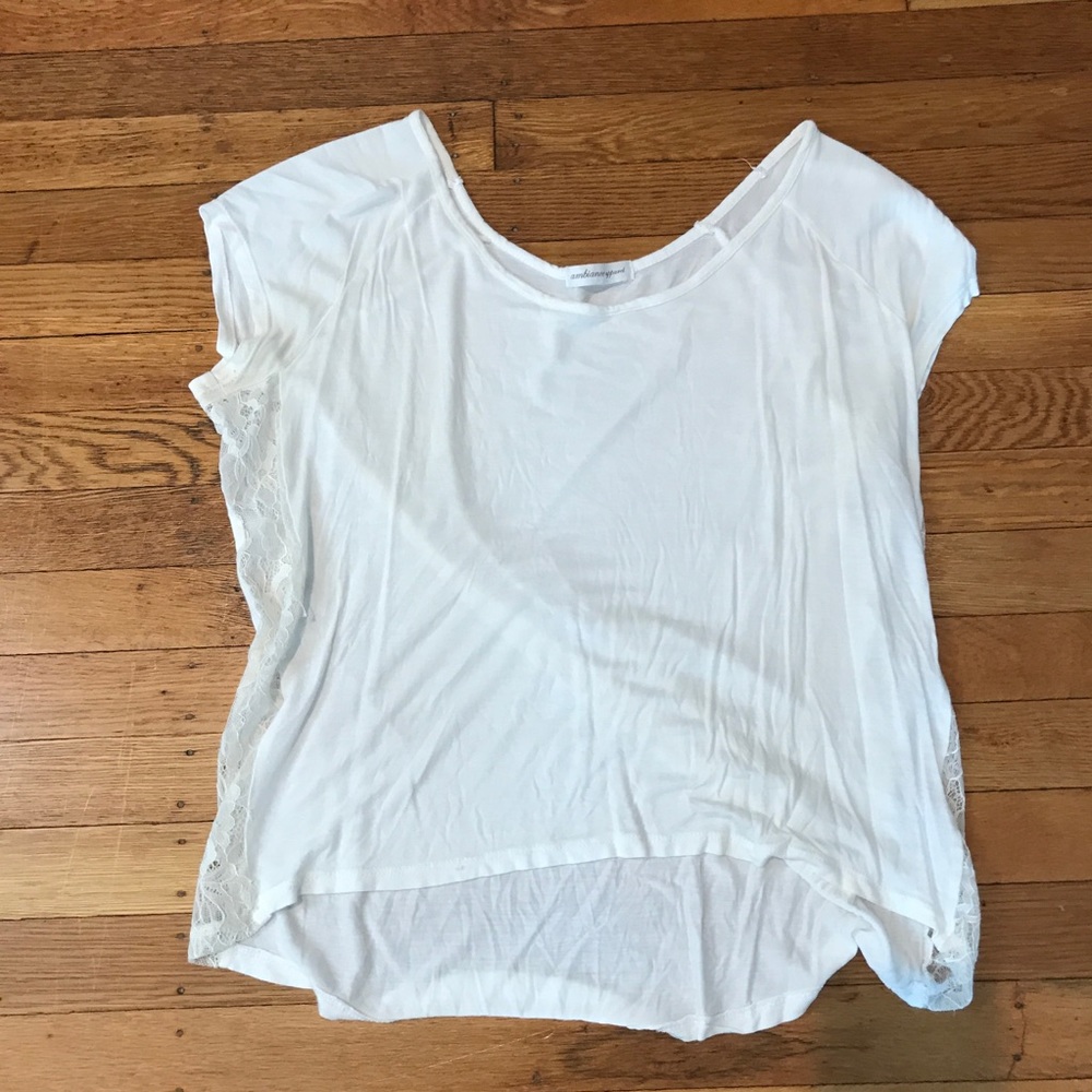White shirt with lace down the sides